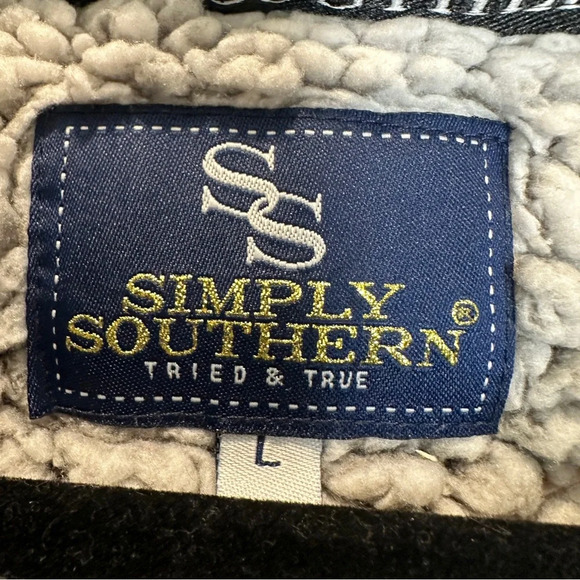 Simply Southern 1/4 Zip Sherpa Pullover Womens Size Large Grey Oversized - Picture 3 of 4